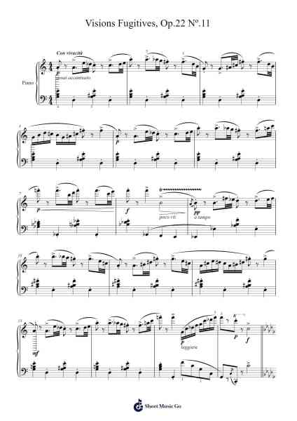 Visions Fugitives, Op. 22 No. 11 Sheet Music by Sergei Prokofiev-Arr.Narion