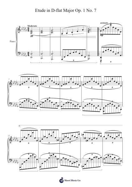 Etude in D-flat Major, Op. 1 No. 7 Sheet Music by Miklos Martinko-Arr.Louisen Jusine