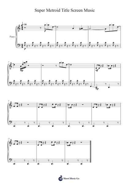 Super Metroid - Title Screen Music Sheet Music by Misc Computer Games-Arr.Carlwilde Yonngcam