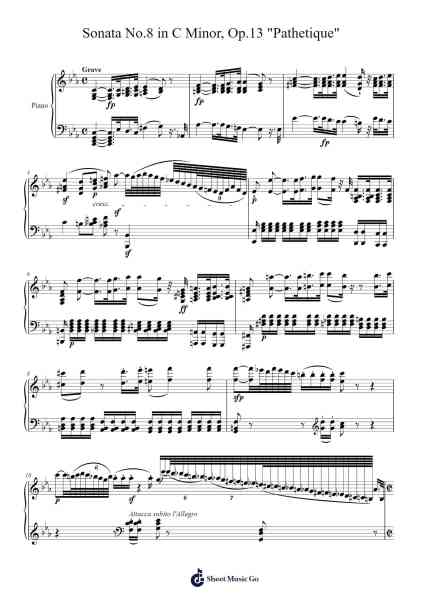 Sonata No. 8 in C Minor, Op. 13 "Pathetique": I. Grave - Allegro di molto e con brio Sheet Music by Ludwig van Beethoven-Arr.Lizly Hojo