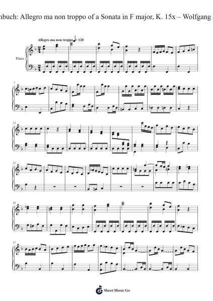 Sonata in F Major, K. 15x: I. Allegro ma non troppo Sheet Music by Wolfgang Amadeus Mozart-Arr.Geofchael