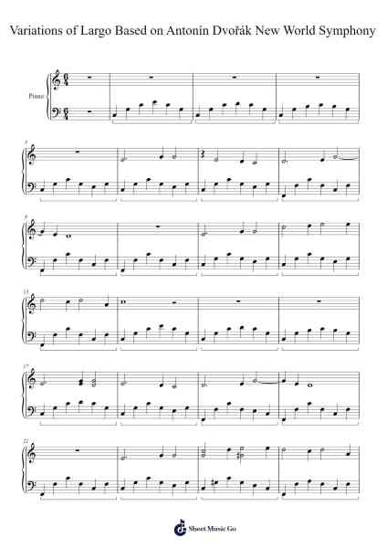 Variations of Largo Based on The New World Symphony Sheet Music by Antonín Dvořák-Arr.Paygill Noaho'neil