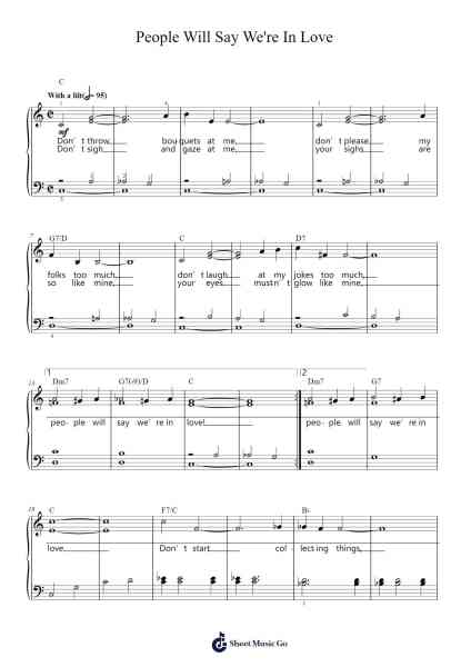 People Will Say We're In Love (from Oklahoma!) Sheet Music by Rodgers & Hammerstein-Arr.Brookecher Nicksie