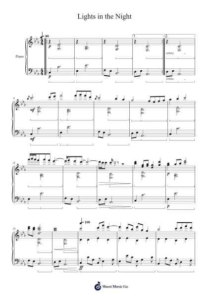 Lights in the Night Sheet Music by -Arr.Lesvien Billjay