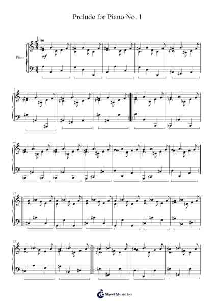 Prelude for Piano No. 1 Sheet Music by Faybaird-Arr.Dwightloc Larjob