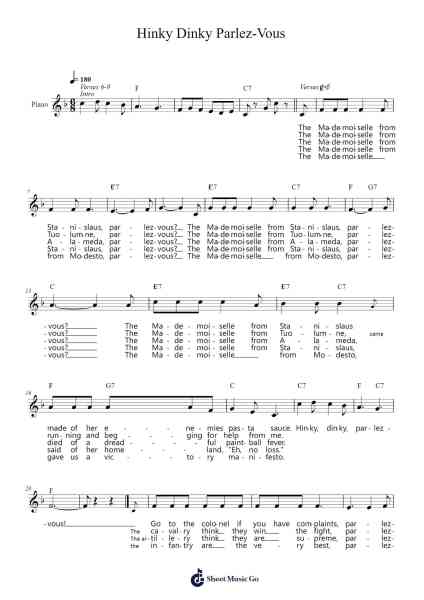 Hinky Dinky Parlez-Vous Sheet Music by Traditional English-Arr.Wildmy
