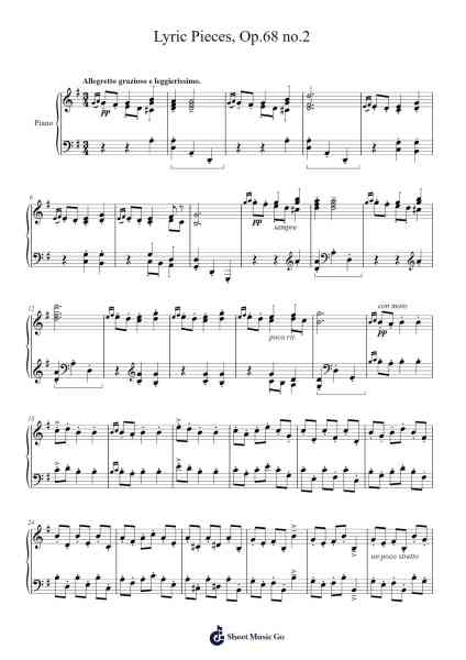 Lyric Pieces, Op. 68, No. 2 Sheet Music by Edvard Grieg-Arr.Pomiles