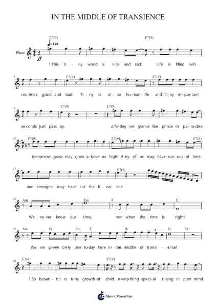 IN THE MIDDLE OF TRANSIENCE Sheet Music by M. Sjöstedt-Arr.Cashshop