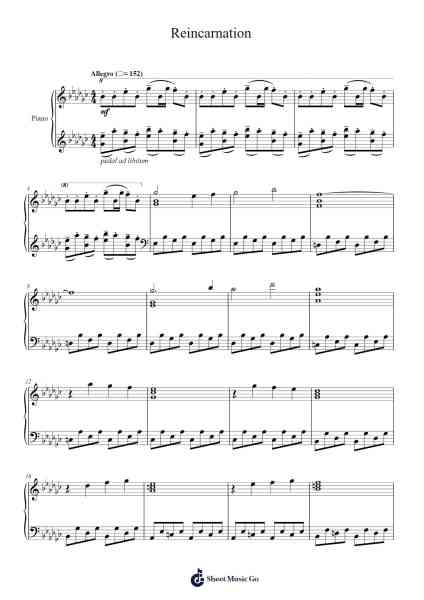 Reincarnation Sheet Music by ZUN-Arr.Sibylmos Fordridge