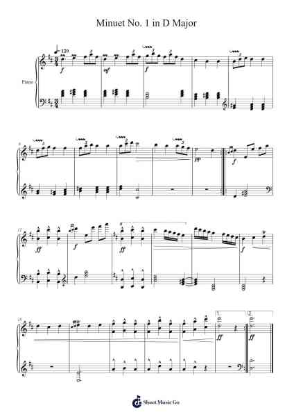 Minuet No. 1 in D Major Sheet Music by crazydoggothe-Arr.Bilmons Magmeg