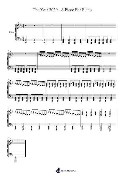The Year 2020 - A Piece For Piano Sheet Music by Broadbee Hoodyonng-Arr.Wildjack