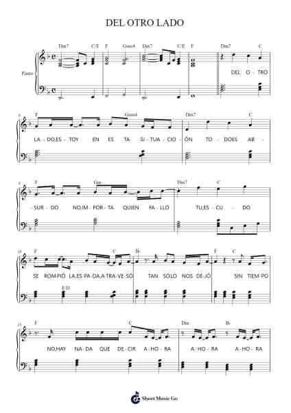 DEL OTRO LADO Sheet Music by Lali-Arr.Buron