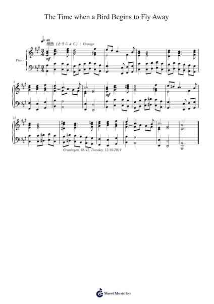 The Time when a Bird Begins to Fly Away 樂譜由 加藤 洋平 - 編曲 Jonestor