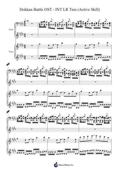 Dokkan Battle OST - INT LR Tien (Active Skill) Sheet Music by notsowiseone-Arr.Olchel