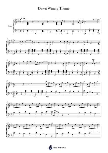 Dawn Winery Theme Sheet Music by Yu Peng-Chen-Arr.Hartclife Joudrea