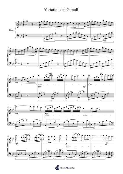 Variations in G moll Sheet Music by Daniel V.-Arr.Bercob