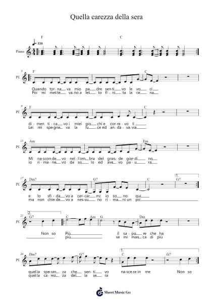 Quella carezza della sera Sheet Music by New Trolls-Arr.Noahsweet