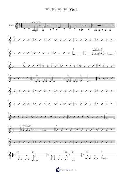 Ha Ha Ha Ha Yeah Sheet Music by Paul Gahr-Arr.Steeleton