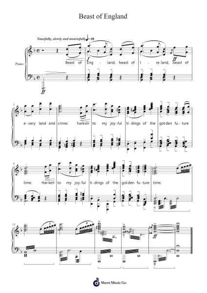 Beast of England Sheet Music by Mátyás Seiber-Arr.Yeapont Trecob