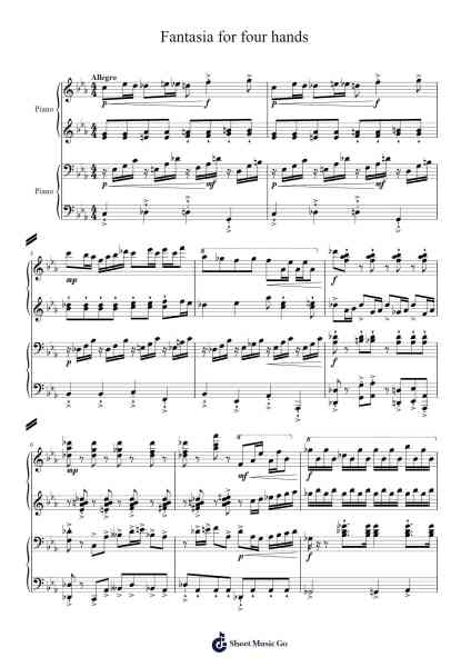 Fantasia for four hands Sheet Music by ekakofi07-Arr.Temchell Thompro