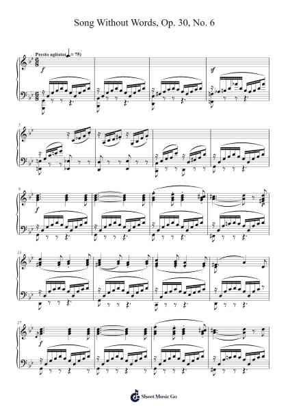 Song Without Words, Op. 30, No. 6 Sheet Music by Felix Mendelssohn-Arr.Poekirk