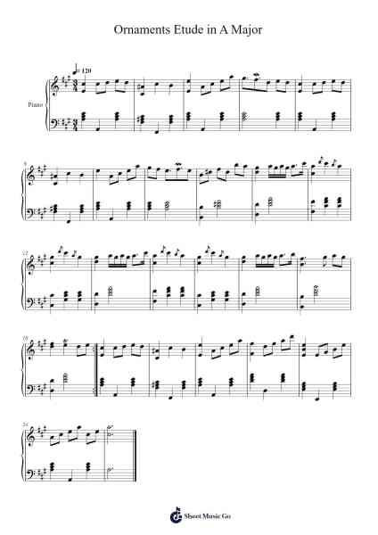 Ornaments Etude in A Major Sheet Music by Teabi-Arr.Canliet Joelck