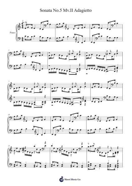 Sonata No.5 Mv.II Adagietto Sheet Music by somerandomclassicalcomposer-Arr.Relip