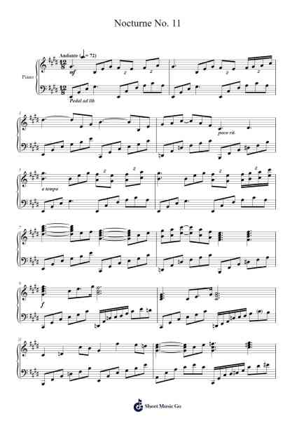 Nocturne No. 11 Sheet Music by Vioo'neil-Arr.Alsriah