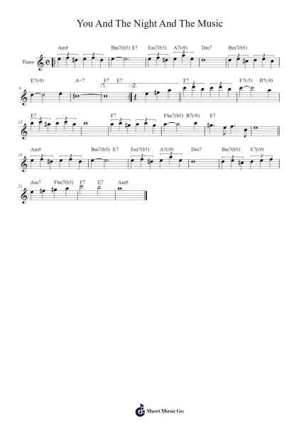 You and the Night and the Music Sheet Music by -Arr.Malke Wordby