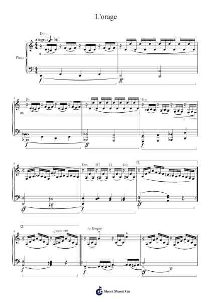 L'orage Sheet Music by F. Burgmüller-Arr.Zangline