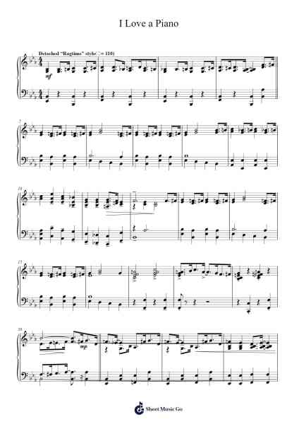 I Love a Piano Sheet Music by Irving Berlin-Arr.Keplus