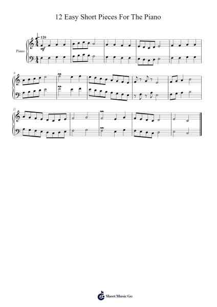 12 Easy Short Pieces For The Piano Sheet Music by Loudan Stephen Alexenov Stradinoff-Welkinstein-Arr.Cookwebb