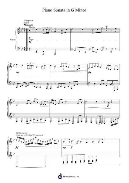 Piano Sonata in G Minor Sheet Music by ahuman6126-Arr.Milnett