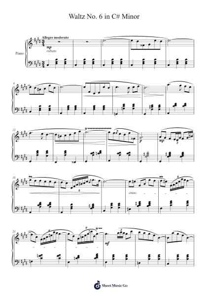 Waltz No. 6 in D-Flat Major, Op. 64, No. 2 Sheet Music by Nsmc99-Arr.Cookien Dolckens