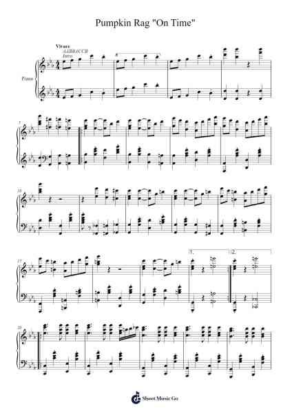 Pumpkin Rag "On Time" Sheet Music by Trong David The Diep-Arr.Ogreen Belker