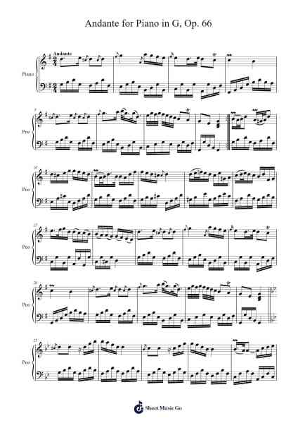 Andante for Piano in G, Op. 66 Sheet Music by Ítalo Melo-Arr.Thompze