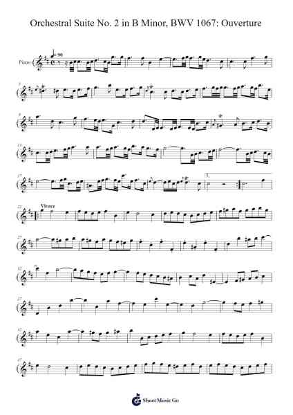 Orchestral Suite No. 2 in B Minor, BWV 1067: Ouverture Sheet Music by Johann Sebastian Bach-Arr.Croftlitt