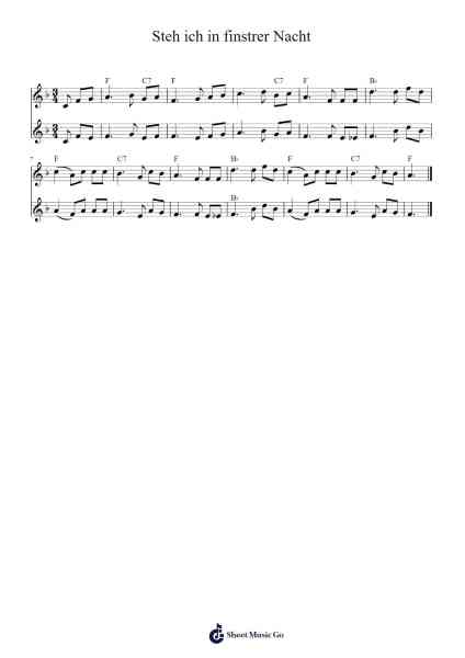 Steh ich in finstrer Nacht Sheet Music by Misc Traditional-Arr.Annnat Keclair
