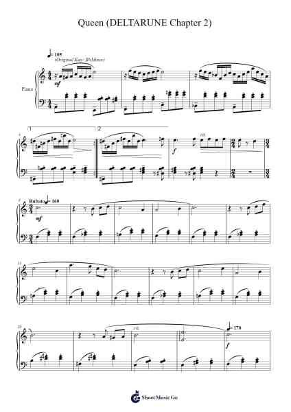 Queen (DELTARUNE Chapter 2 Piano Score) Sheet Music by Toby Fox-Arr.Sherkes Dofrank