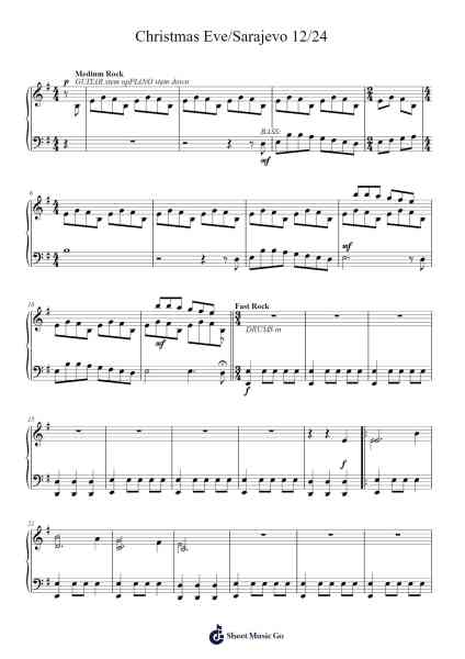 Christmas Eve/Sarajevo 12/24 樂譜由 Paul O'Neill/John Olivia - 編曲 Virgreg