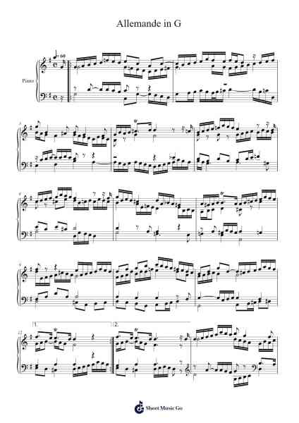 Allemande in G Sheet Music by Charley Feng-Arr.Leijoan
