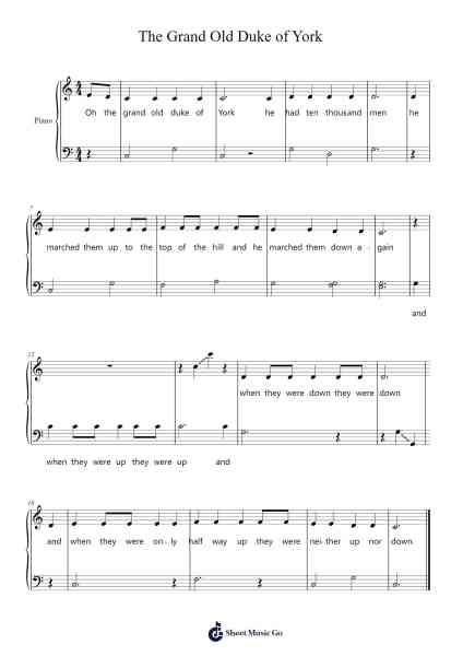 The Grand Old Duke of York Sheet Music by Traditional-Arr.Alruth