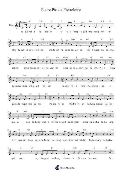 Padre Pio da Pietrelcina Sheet Music by CJMD-Arr.Vindred Swinglenn