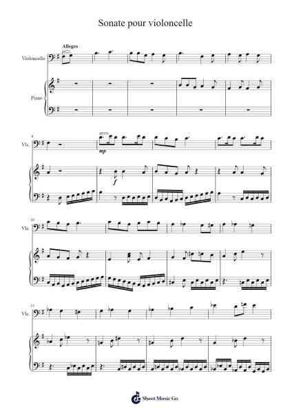 Sonate pour violoncelle Sheet Music by -Arr.Quinliet