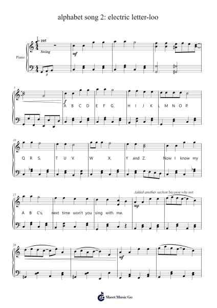 alphabet song 2: electric letter-loo 樂譜由 Misc Traditional - 編曲 Bowvice Chaboyd