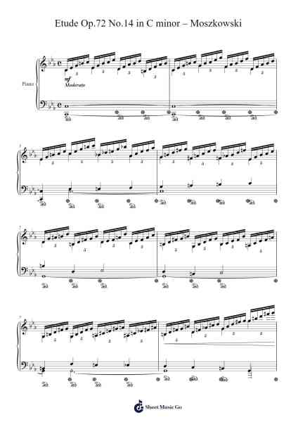 Etude Op. 72 No. 14 in C Minor Sheet Music by Moritz Moszkowski-Arr.Montor
