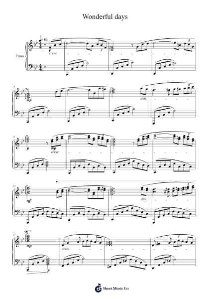 Wonderful days Sheet Music by Masao Aichi-Arr.Beautle