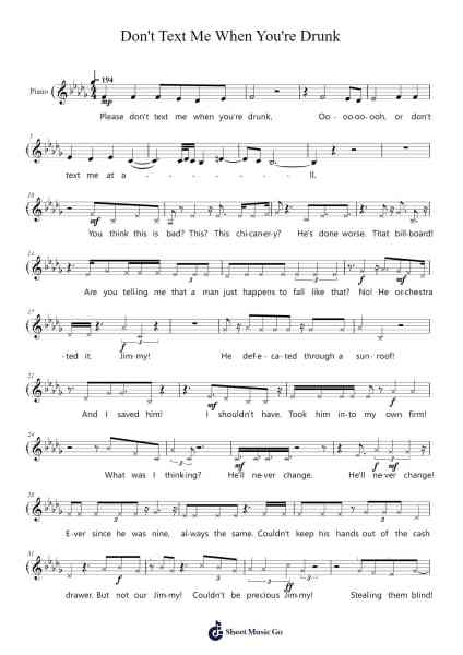 Don't Text Me When You're Drunk Sheet Music by Stacey Ryan-Arr.Yorktie Phisopp