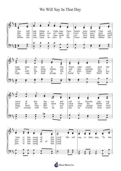We Will Say In That Day Sheet Music by Wendell Kimbrough-Arr.Ivescan Nelral
