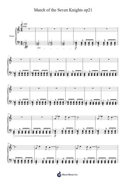 March of the Seven Knights op21 Sheet Music by Celeab A-Arr.Ossharp Nortiane